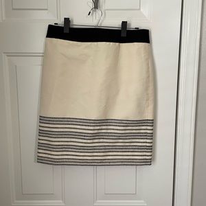 J. Crew Cream and Black Stripe skirt size 8